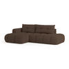 ECKSOFA FLUMA L-S Braun Boucle-Stoff mit Schlaffunktion - Braun, Holz (279/158cm) - MASSENO
