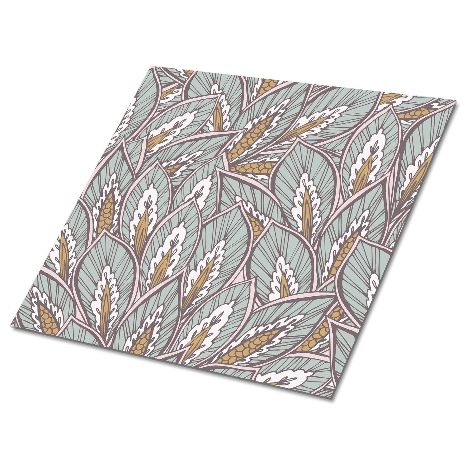 FLIESENAUFKLEBER 9 Stück 30x30 cm selbstklebend Östliches Blumenmuster - Grau, Textil (30/1.6/30cm) - TULUP