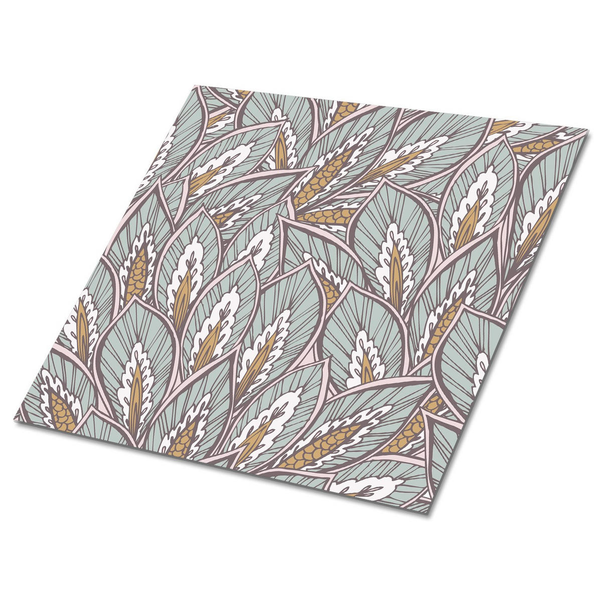FLIESENAUFKLEBER 9 Stück 30x30 cm selbstklebend Östliches Blumenmuster - Grau, Textil (30/1.6/30cm) - TULUP