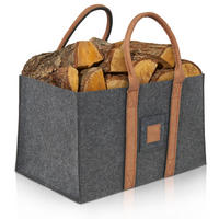 KAMINHOLZKORB SinglePack Filz 50/32/30 cm - Dunkelgrau, Textil (32/30/50cm) - OAKAGE