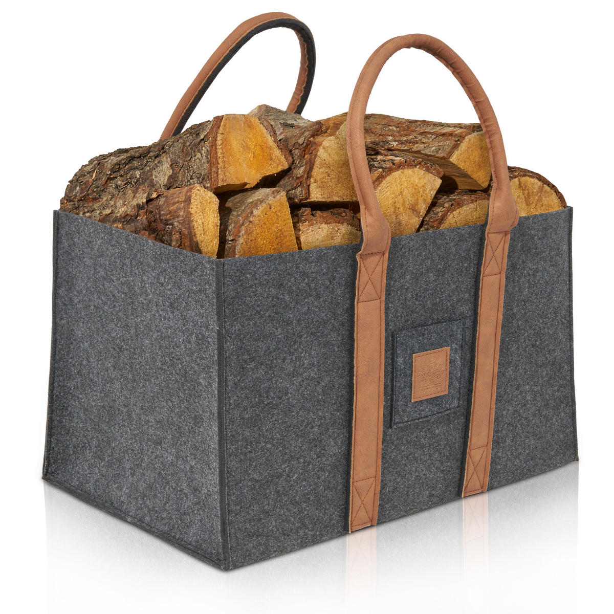 KAMINHOLZKORB SinglePack Filz 50/32/30 cm - Dunkelgrau, Textil (32/30/50cm) - OAKAGE