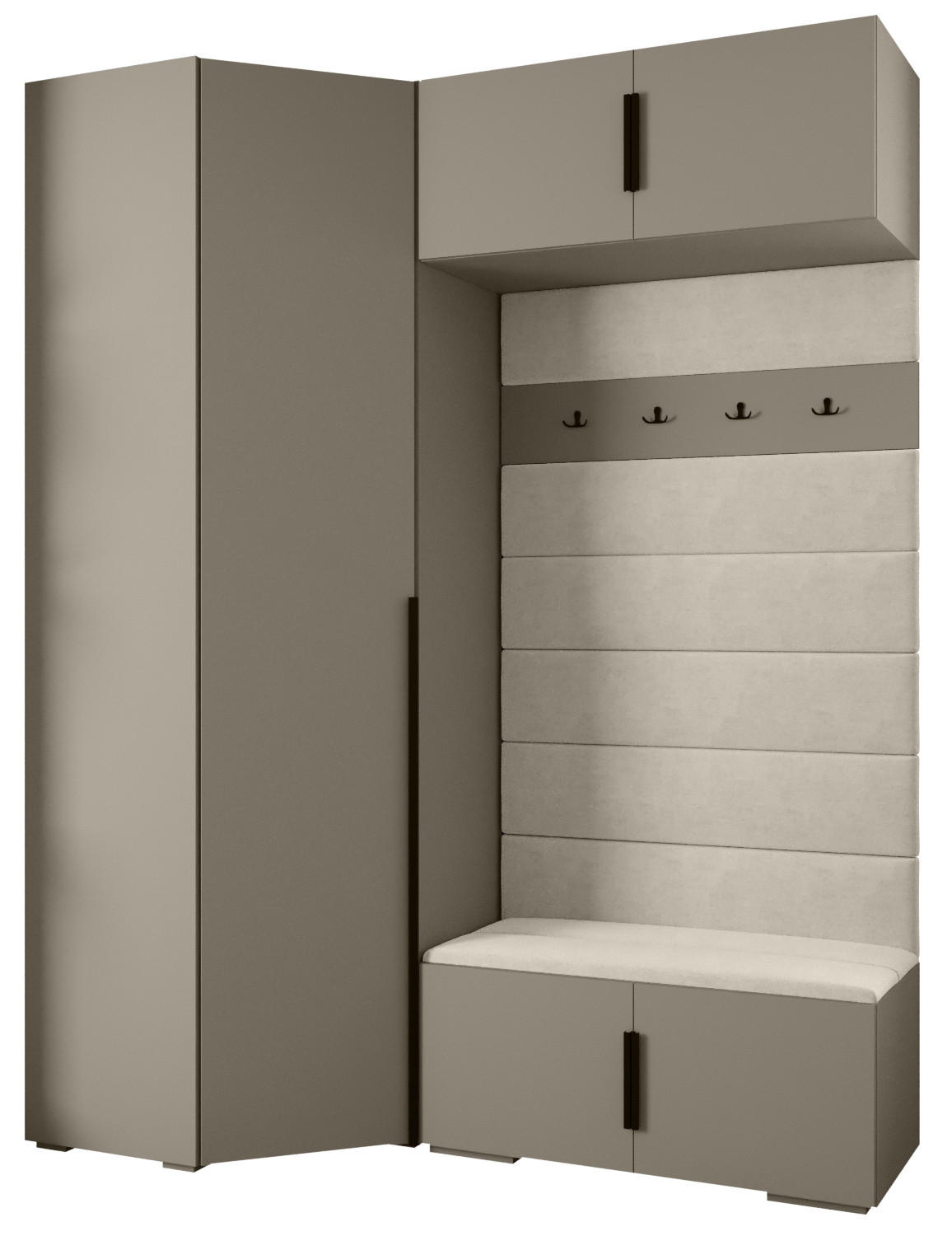 Abiks Möbel Garderoben-Set Kaschmir, Beige, Schwarz 181.7x236.7x47 cm