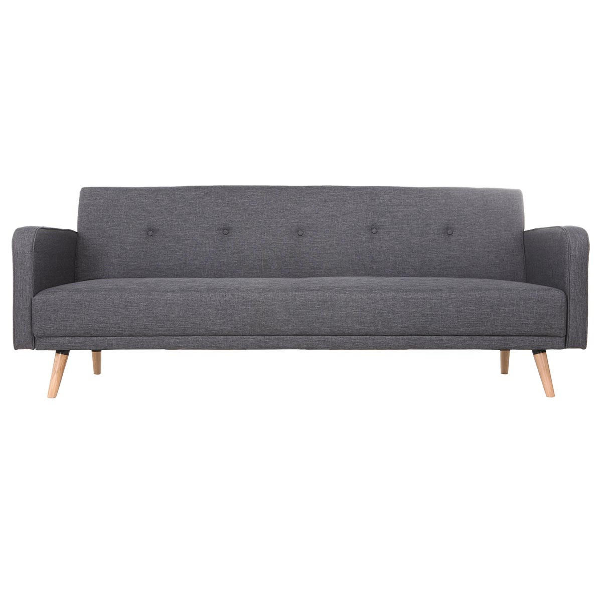 SCHLAFSOFA 3-Sitzer Skandinavisches Design Dunkelgrau ULLA - Dunkelgrau, Textil (82.5/80.5/205cm) - Miliboo