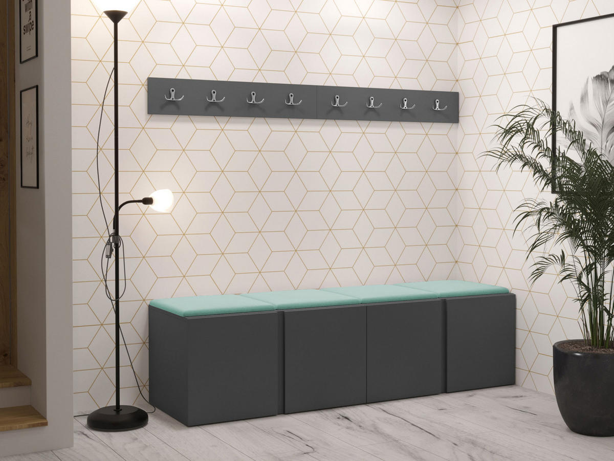 GARDEROBEN-SET Orion VII - Graphitfarben/Mintgrün, Holzwerkstoff/Kunststoff (168/42/46cm) - MIRJAN24