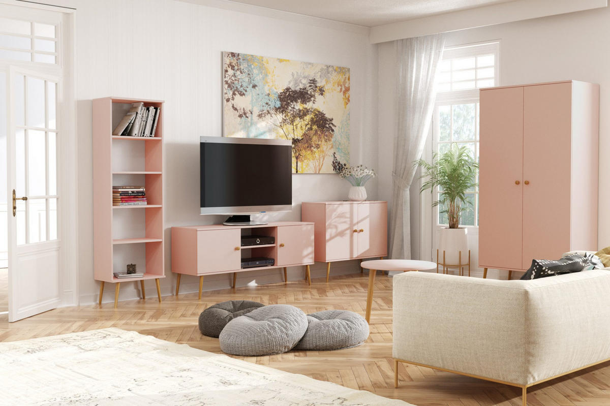 STANDREGAL Bücherregal Monilea NATÜRLICHES ROSA - Pink, Holzwerkstoff (46/180/32cm) - Fedve
