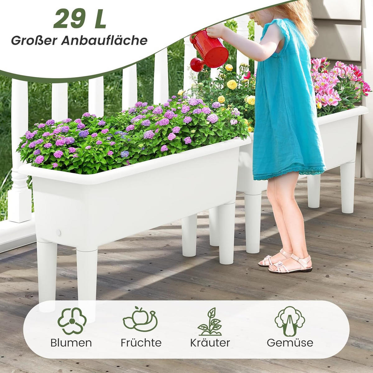 HOCHBEET 2er-Set Weiß - Weiß, Kunststoff (30/40/80cm) - COSTWAY