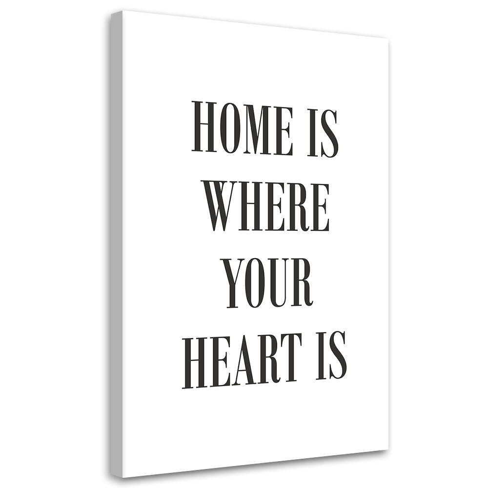 WANDBILD zitat home is where your heart is - Schwarz, Textil (40/60cm) - Feeby