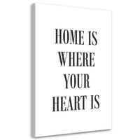 WANDBILD zitat home is where your heart is - Schwarz, Textil (40/60cm) - Feeby