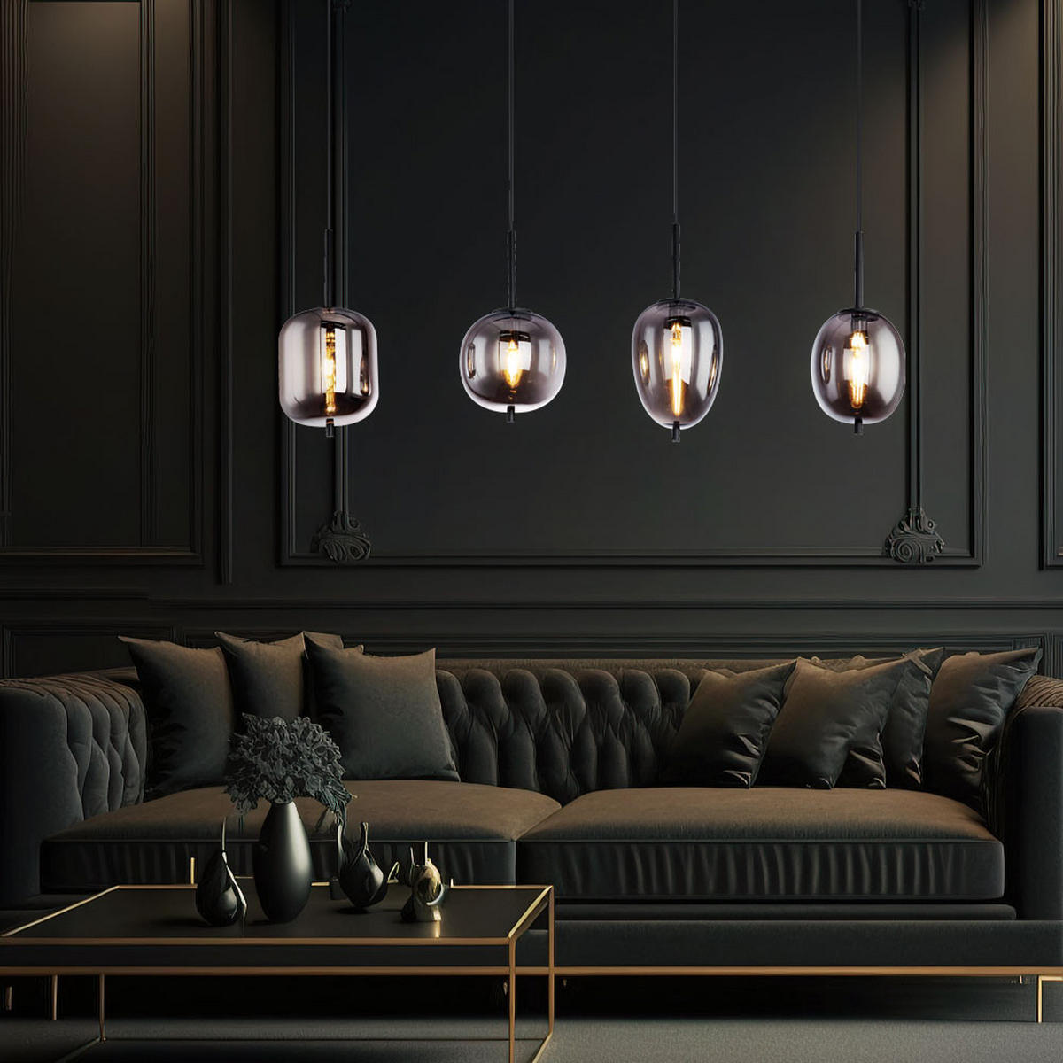 LED HÄNGELEUCHTE Blacky Schwarz Metall Glas - Schwarz, Glas (100/18.5/120cm) - Globo Lighting