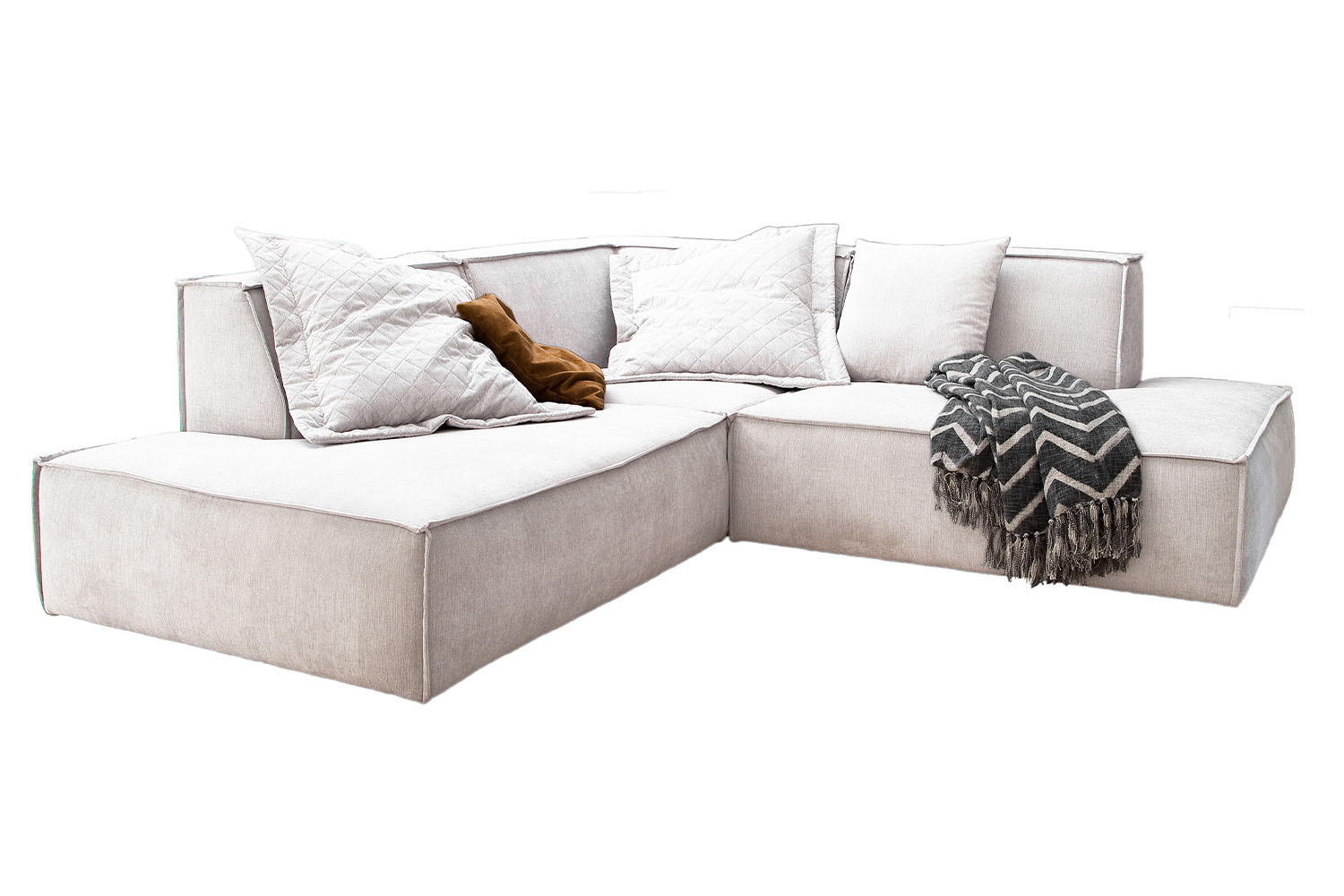 ECKSOFA SAMU Beige Webstoff - Beige/Schwarz, Textil (226/224cm) - KAWOLA