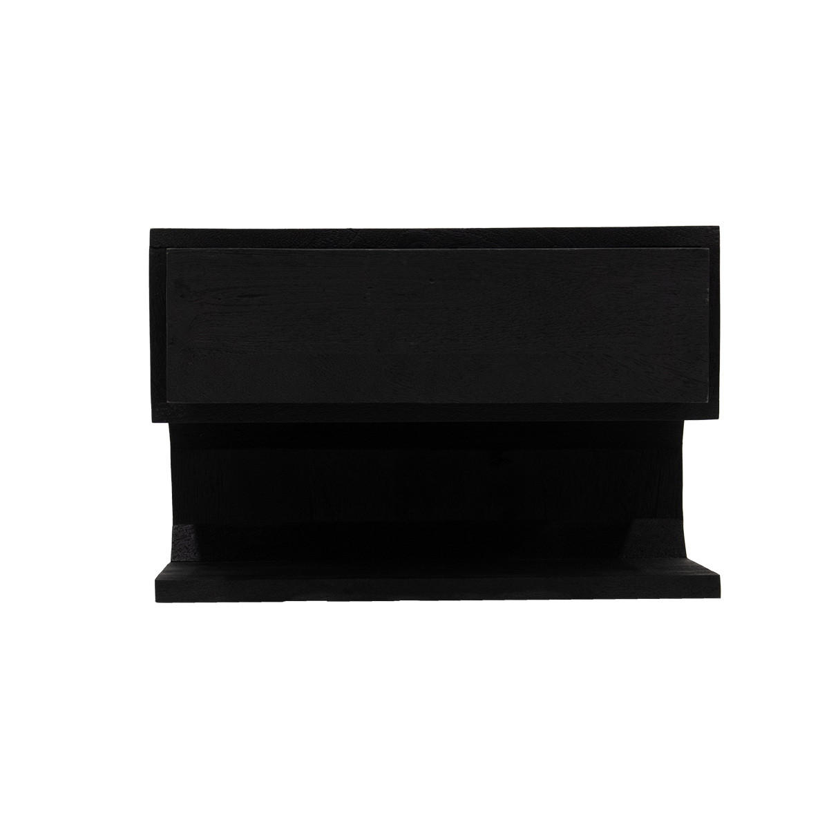 NACHTTISCH mit 1 Schubladen aus Mangoholz 45x30x30cm, schwarz - Schwarz, Holz (45/30/30cm) - Giga Meubel