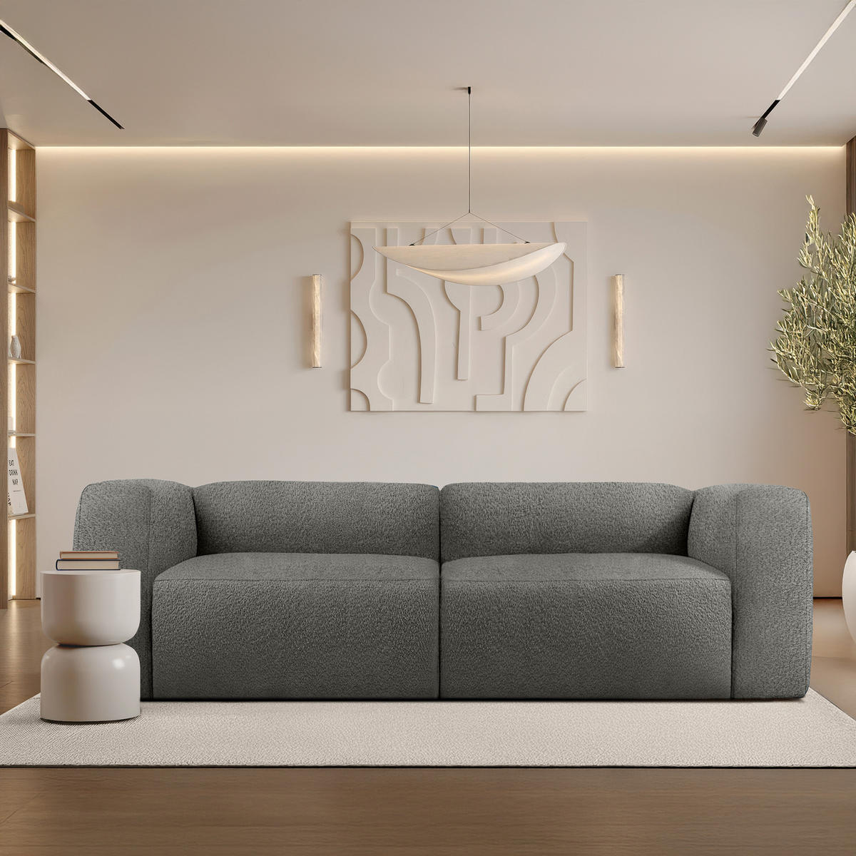 2,5-SITZER SOFA BUFFO, Stahlgrau - Grau, Holz/Holzwerkstoff (250/73/96cm) - KONSIMO®