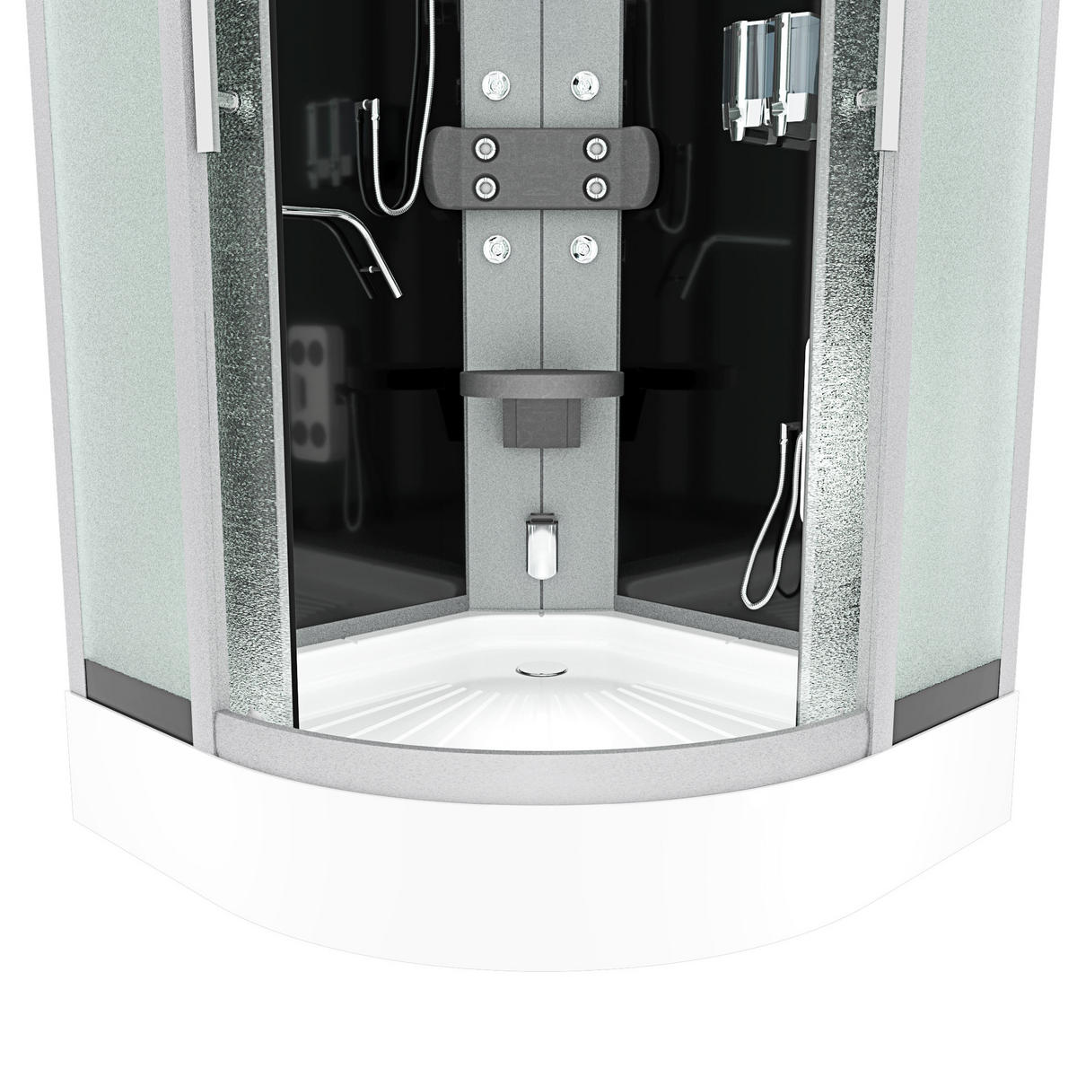 DAMPFDUSCHE Duschkabine D58-23M3-EC sw 100x100 - Schwarz, Glas/Kunststoff (100/100/215cm) - AcquaVapore by Sandra Jentho