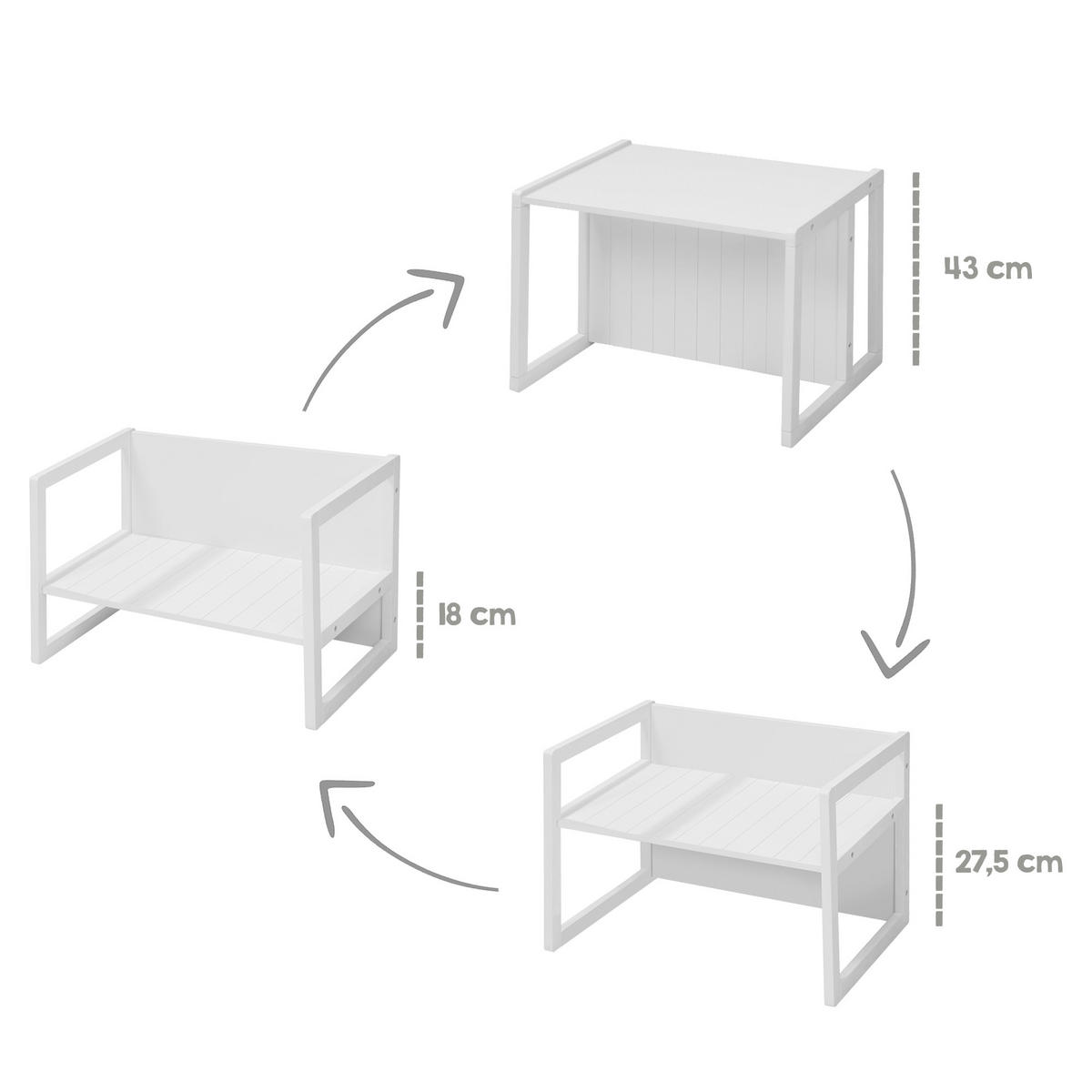 SITZBANK/ TISCH - Weiß, Holzwerkstoff (61/44/44.5cm) - Roba