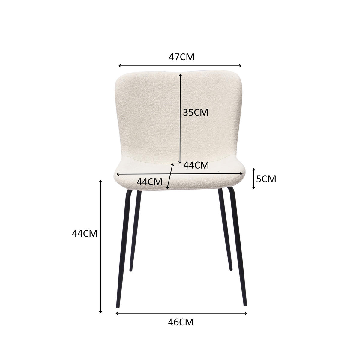 STUHL-SET DE-36868 2 Stück mit Stoffbezug und Metallbeinen Weiß - Weiß, Metall (48/80/55cm) - ComfortXL