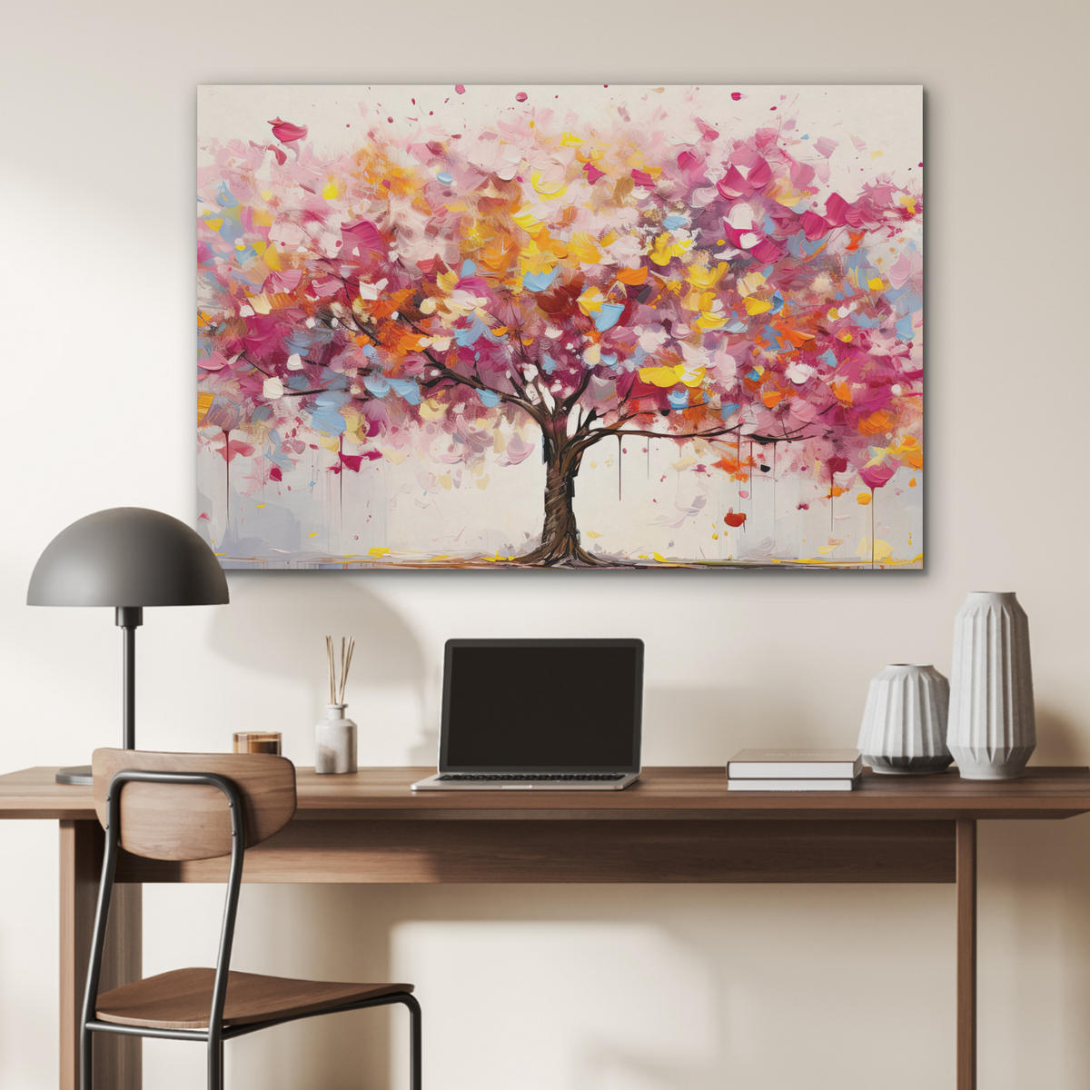 AKUSTIKPANEEL Aquarell - Baum - Kunst - Abstrakt 100x70 cm - Multicolor, Textil (100/0.9/70cm) - MuchoWow