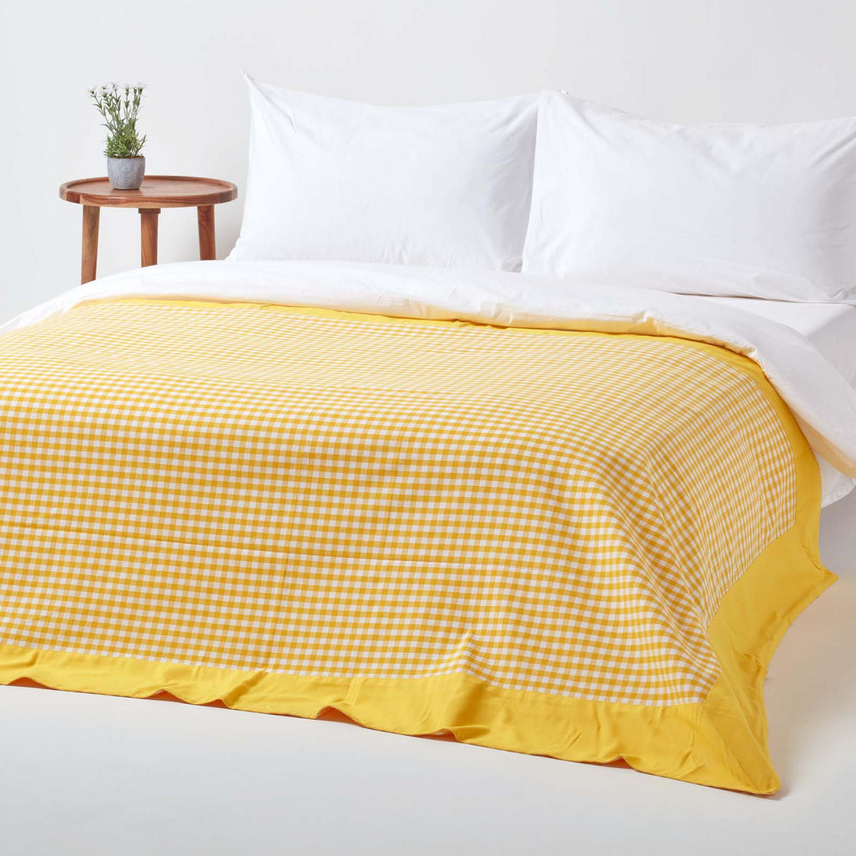ÜBERWURF 150/200 cm, Vichy Karo 100% Baumwolle - Gelb, Textil (150/200cm) - Homescapes