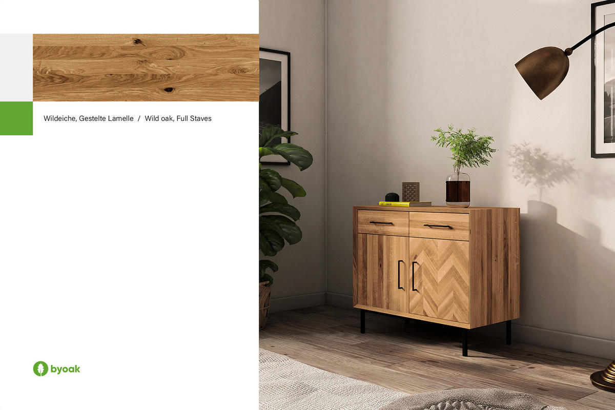 KOMMODE LEON Wildeiche - Wildeiche, Holz (97/80/45cm) - byoak