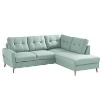 ECKSOFA mit Ottomane - Webstoff - Hellbraun/Mintgrün, Textil (230/200cm) - home24