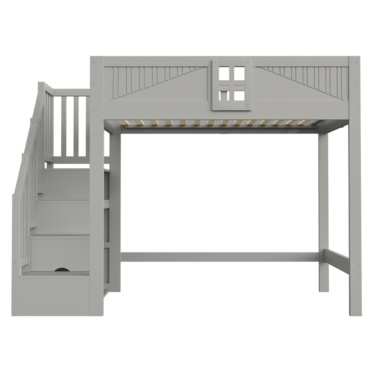 HOCHBETT 140/200 cm mit Stauraumleiter, DE-41580, in Grau - Grau, Holzwerkstoff (140/200cm) - ComfortXL