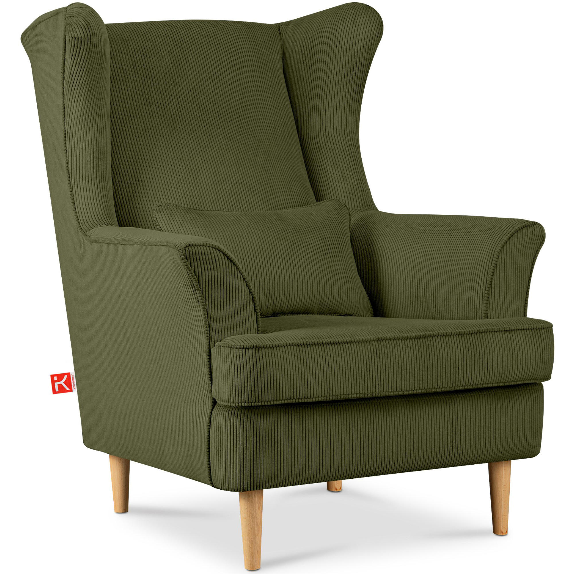 OHRENSESSEL STRALIS inklusive dekorativem Kissen, grün - Grün, Textil (82/108/80cm) - KONSIMO®