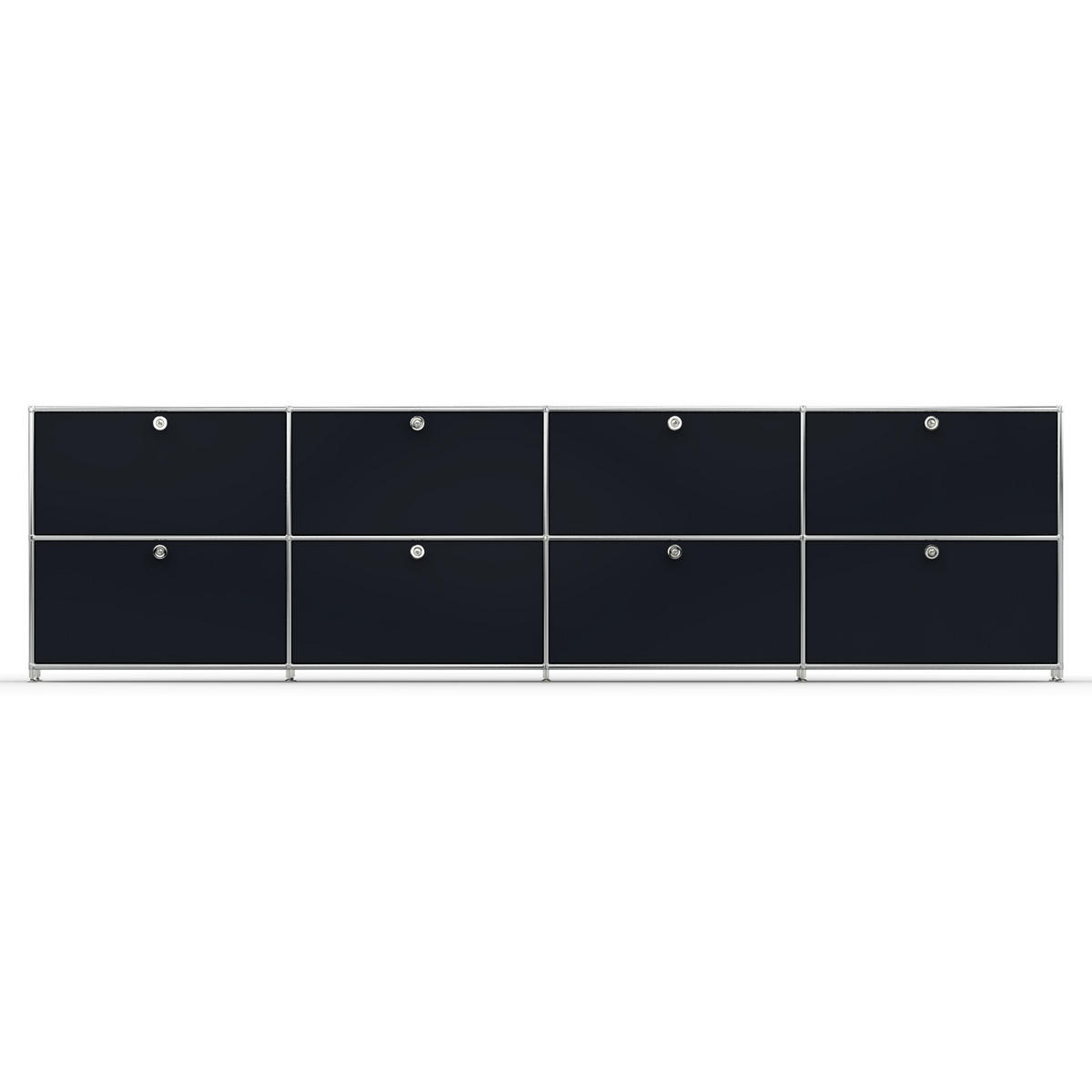 AKTENSCHRANK, 8 Klappen & Schloss, Breite 302 cm, Graphitschwarz - Chromfarben/Silberfarben, Metall (40/80.5/302.2cm) - Versee