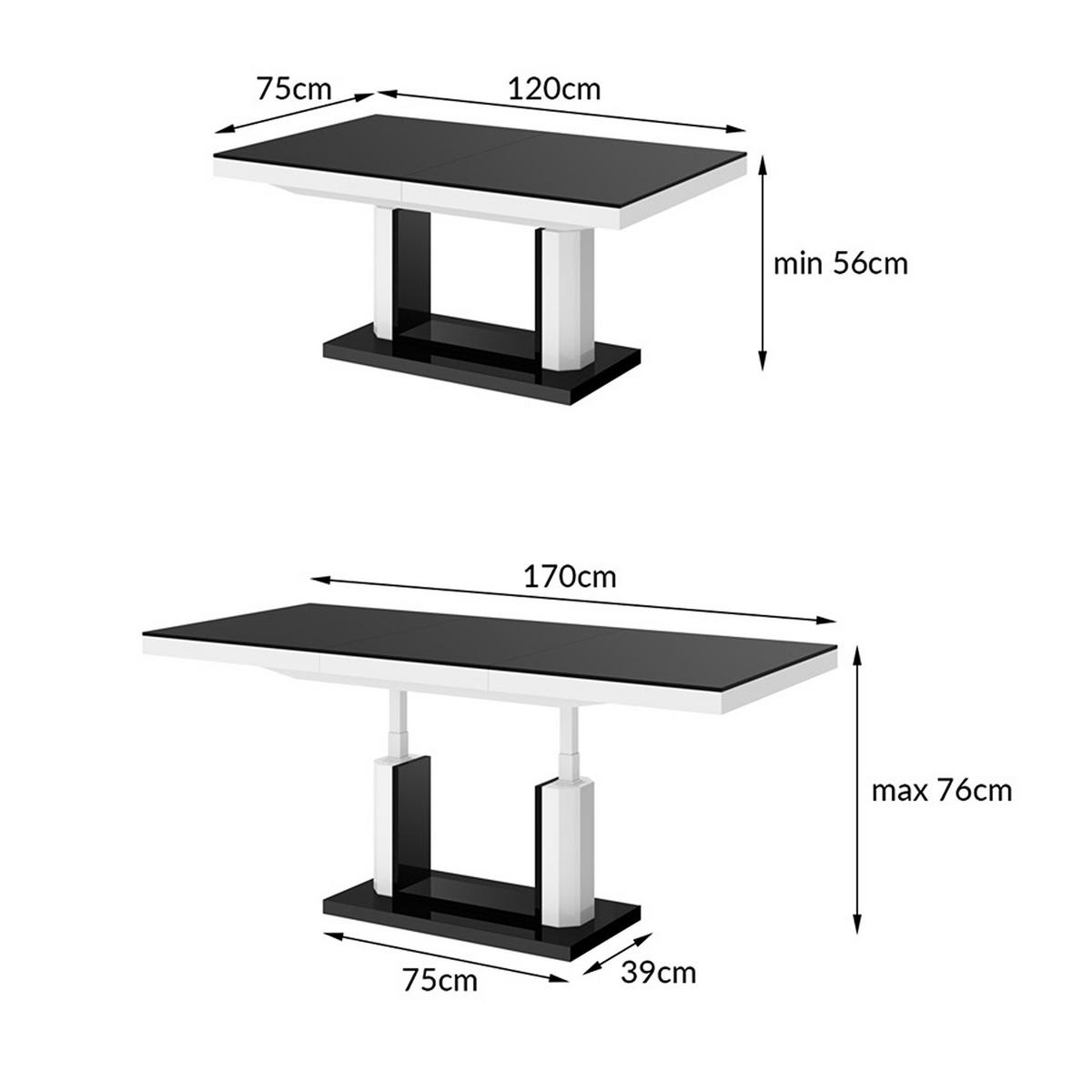 COUCHTISCH rechteckig Eiche Natur - Weiß Hochglanz 120/75/54 cm - Eichefarben/Weiß Hochglanz, Holzwerkstoff (75/120/54cm) - designimpex
