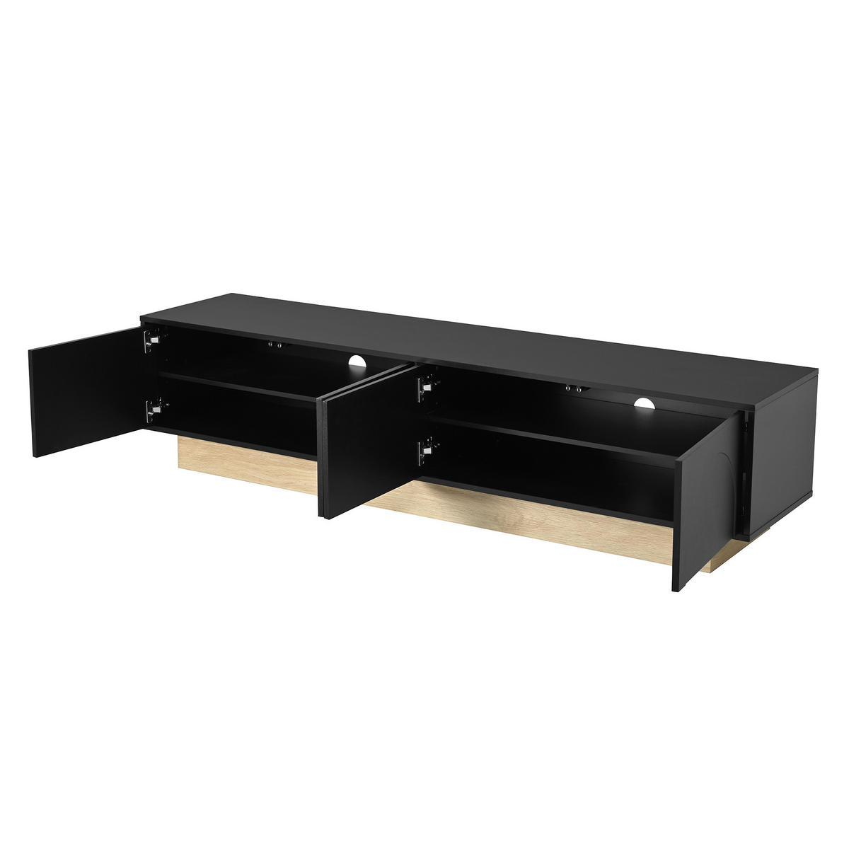 TV-ELEMENT 175/40/41.5 cm Schwarz mit Stauraum - Schwarz, Holz (175/41.5/40cm) - Oxeza