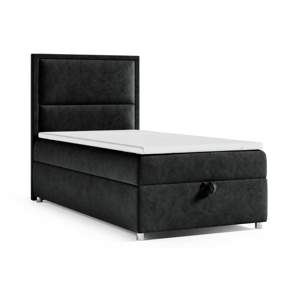 BOXBETT mit Bettkasten Trinity K-11 SINGLE Bonellfederkern inkl. Topper - Schwarz, Holz/Holzwerkstoff (100/200cm) - Best For Home
