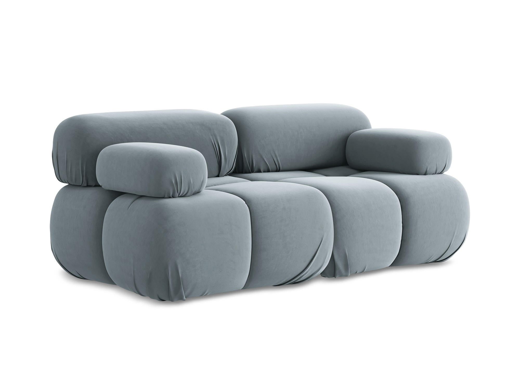 2-SITZER-SOFA Samt Stoff Blau - Blau/Schwarz, Kunststoff/Textil (190/70/96cm) - Makamii