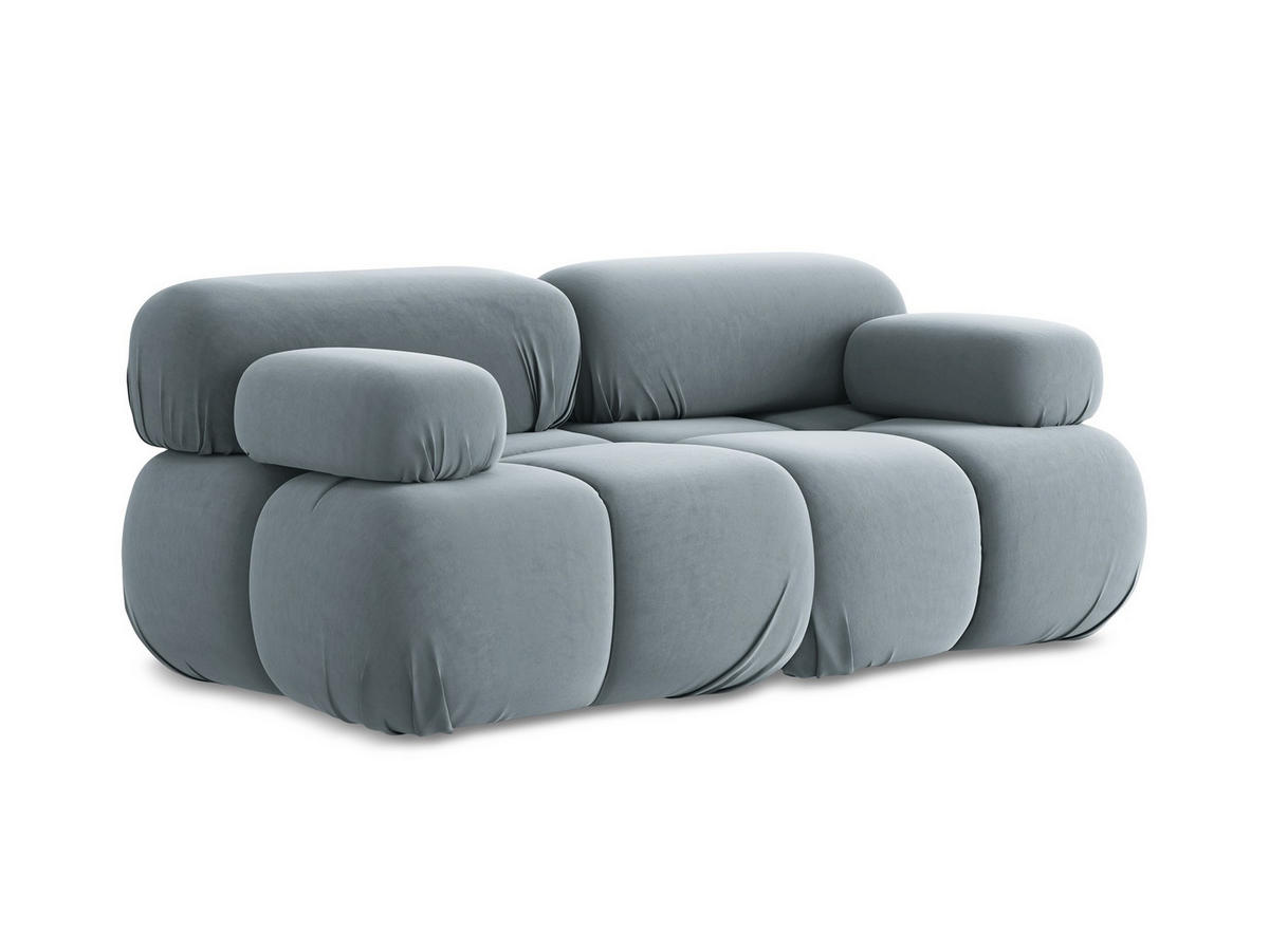 2-SITZER-SOFA Samt Stoff Blau - Blau/Schwarz, Kunststoff/Textil (190/70/96cm) - Makamii