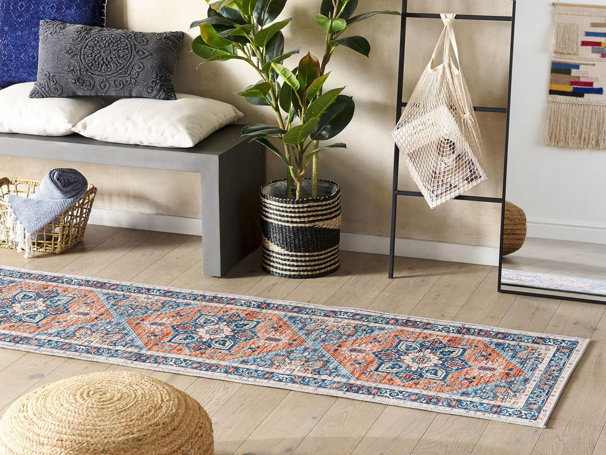 KURZFLOR-TEPPICH Ritapuram 200/60 cm - Blau, Kunststoff (60/200cm) - Beliani