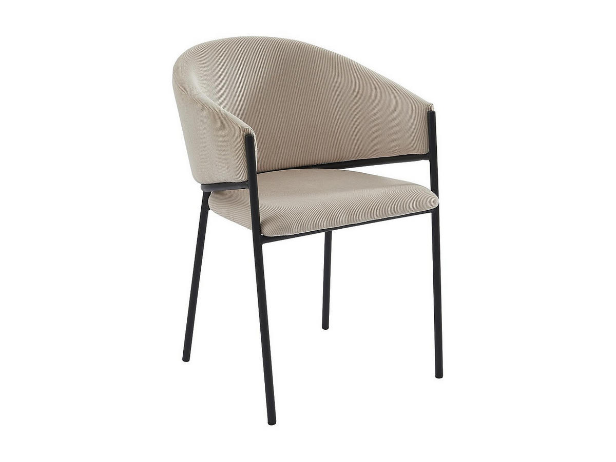STUHL mit Armlehnen 2er-Set - Cord & Schwarzes Metall - Cremefarben - ORDIDA - Creme, Textil (53/80/61cm) - Pascal Morabito