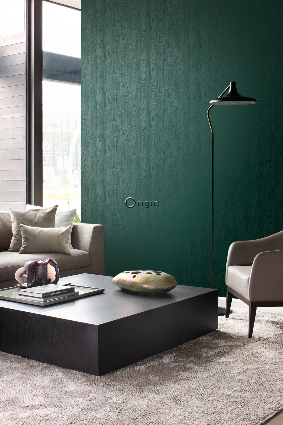 TAPETE Holz-Optik 53 cm x 10.05 m - Grün, Papier (53/1000cm) - Origin Wallcoverings