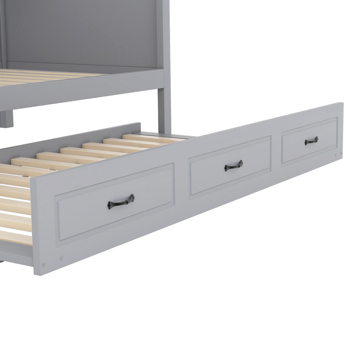 POLSTERBETT aus Spanplatte & MDF 90x200 cm in Grau mit LED, Ausziehbett & USB - Grau, Holzwerkstoff (90/200cm) - Modfu