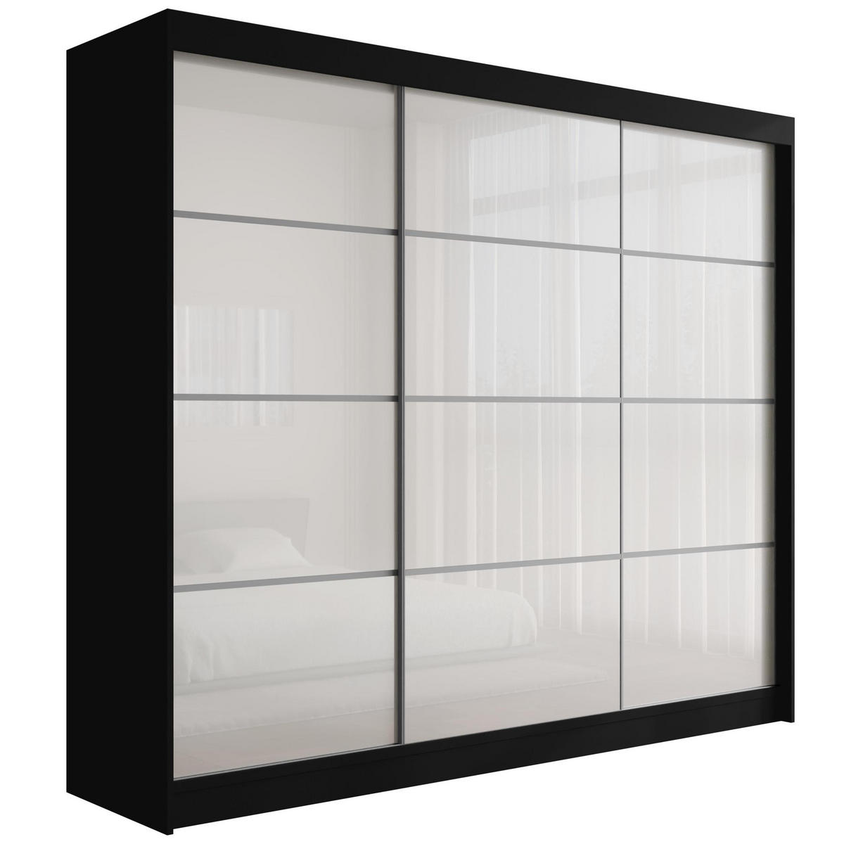 KLEIDERSCHRANK PEKA III - 250 cm - Schwarz|Weiß - Schwarz/Weiß, Holzwerkstoff (250/215/61cm) - ALTDECOR