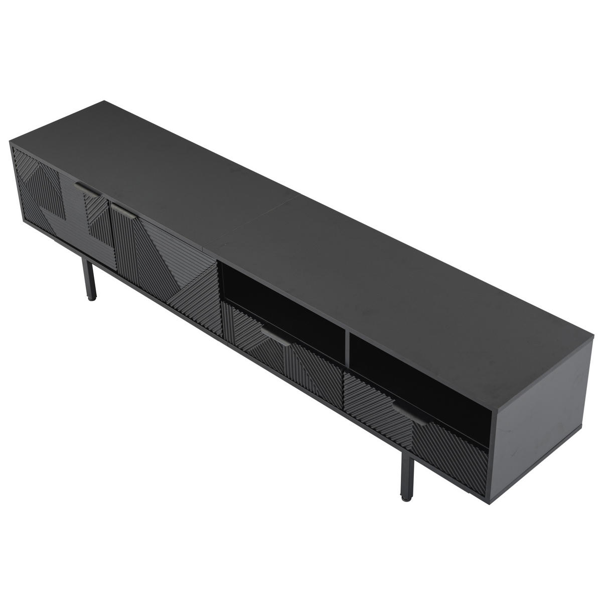 TV stolek 200/40/51 cm černý z dřevotřísky s geometrickým vzorem a úložným prostorem - černá, kompozitní dřevo (200/51/40cm) - OKWISH