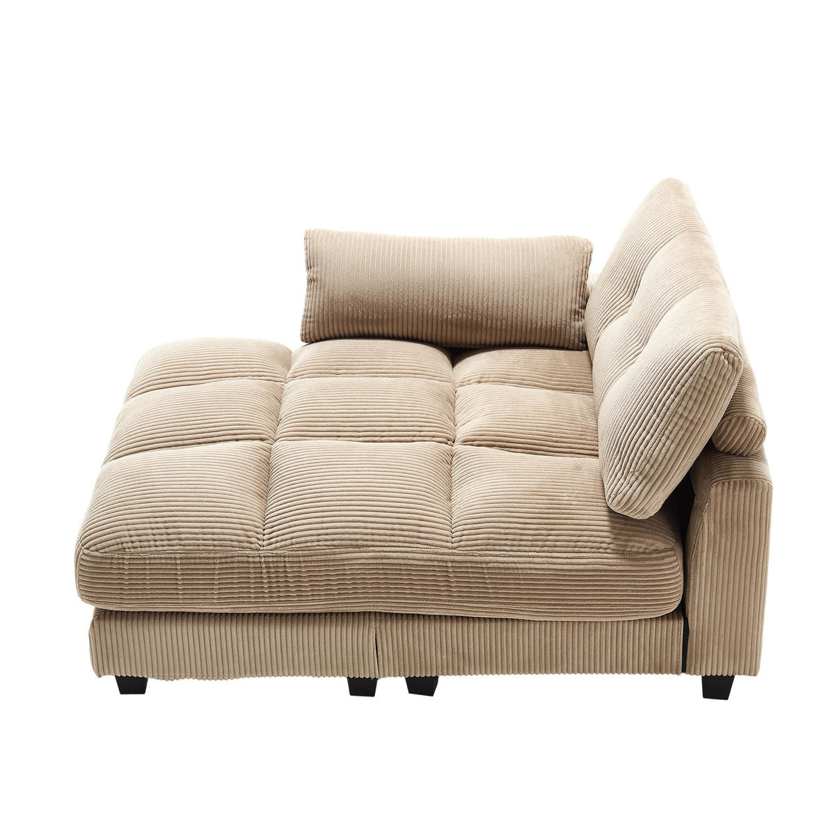 SESSEL 1-Sitzer in Greige aus Cord 140/112/81 cm mit USB - Greige/Schwarz, Holzwerkstoff/Kunststoff (112/81/140cm) - CHICFURN