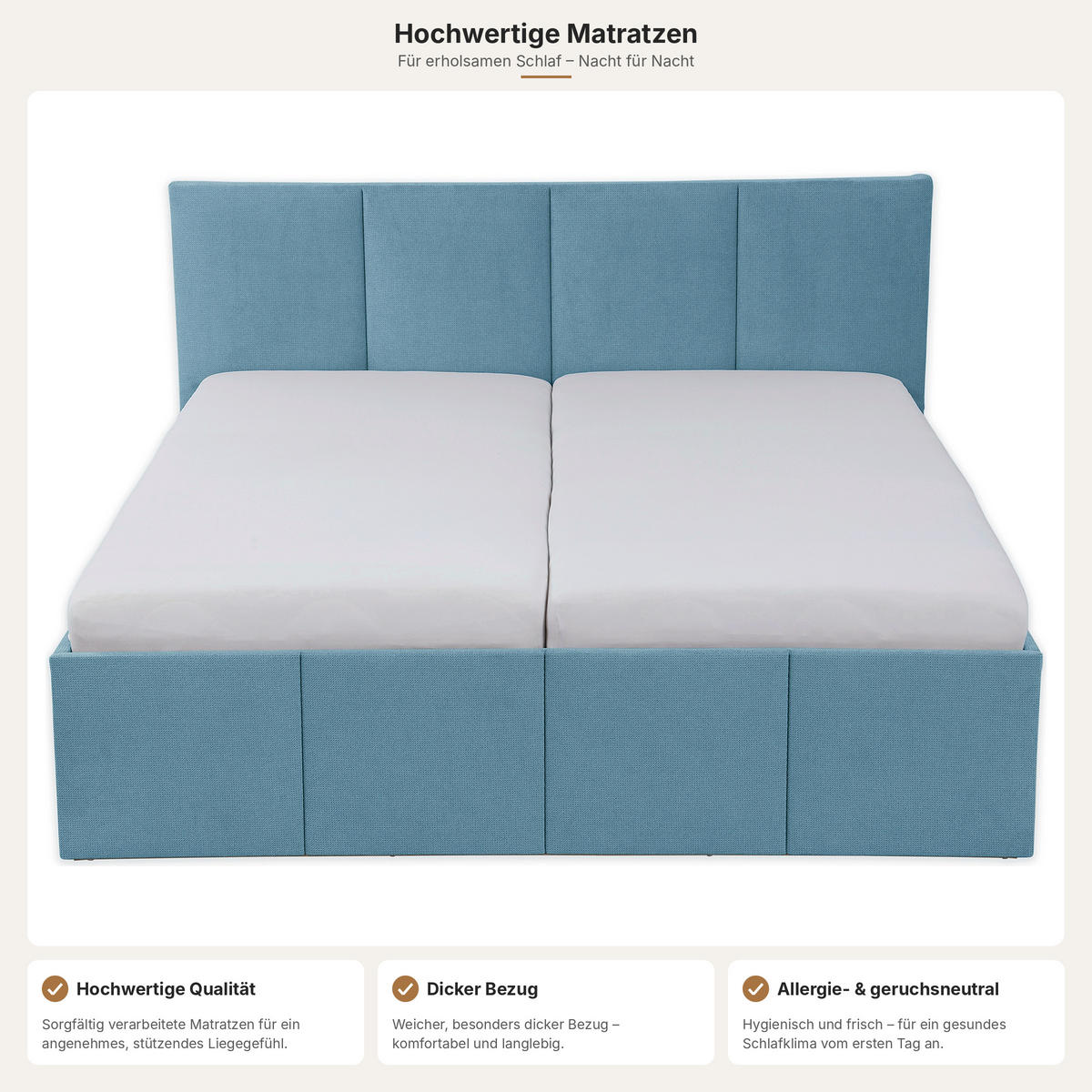 POLSTERBETT Dalas Blau 200 x 200 x 40 cm Bettkasten Mit hochwertiger Matratze H2 (bis 100 kg) und Lattenrost - Blau, Holz (200/200cm) - Halmon Schlafkomfort Betten 