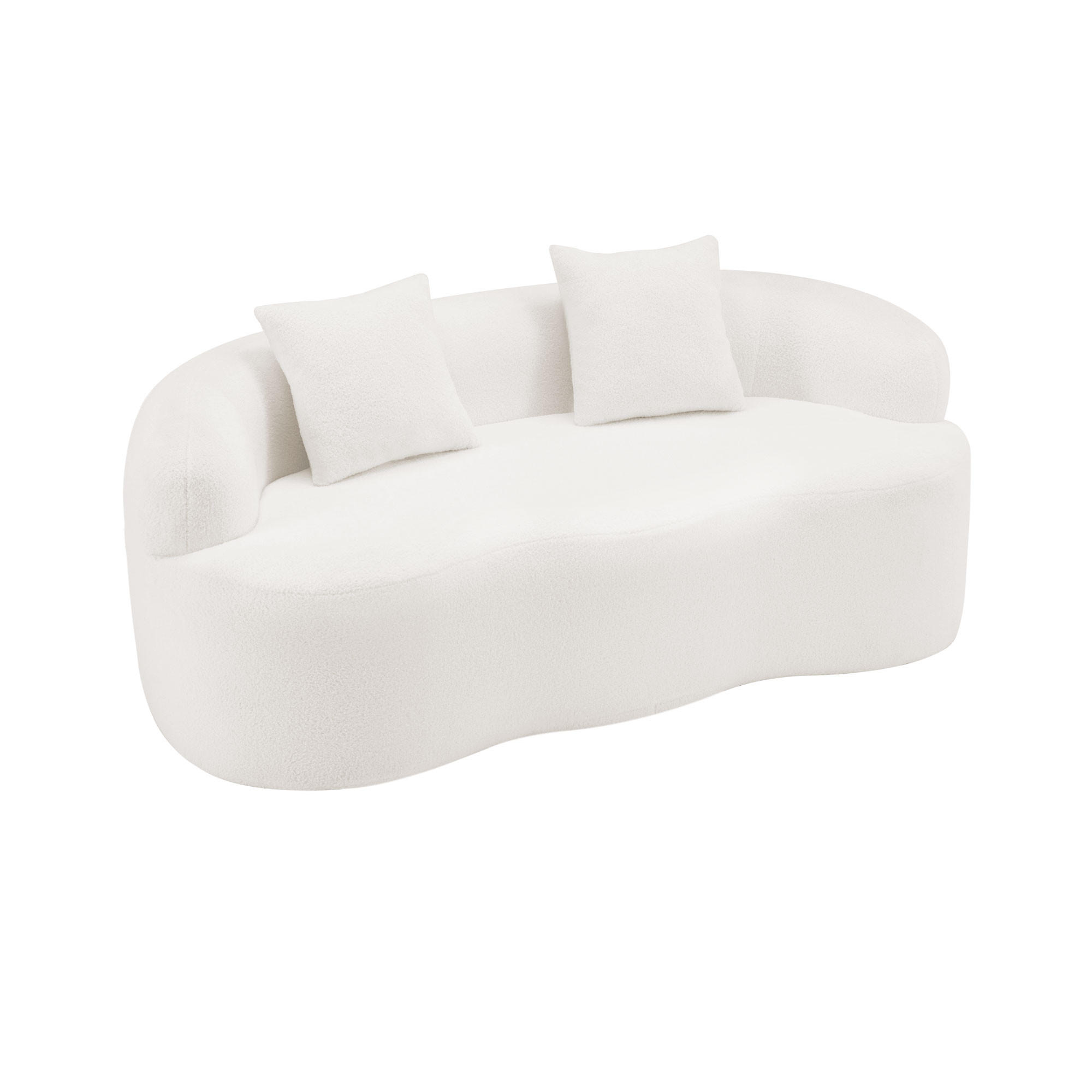 SOFA 2-Sitzer geschwungen White mit 2 Kissen - Weiß, Kunststoff (170/70/89cm) - Meubliv