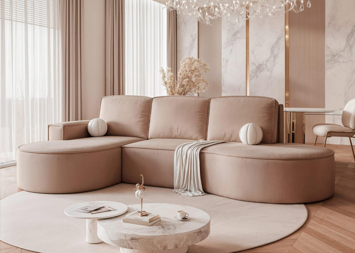 ECKSOFA SOFIA mit Schlaffunktion und Bettkasten Braun - Braun, Holzwerkstoff/Kunststoff (277/157cm) - Idohome