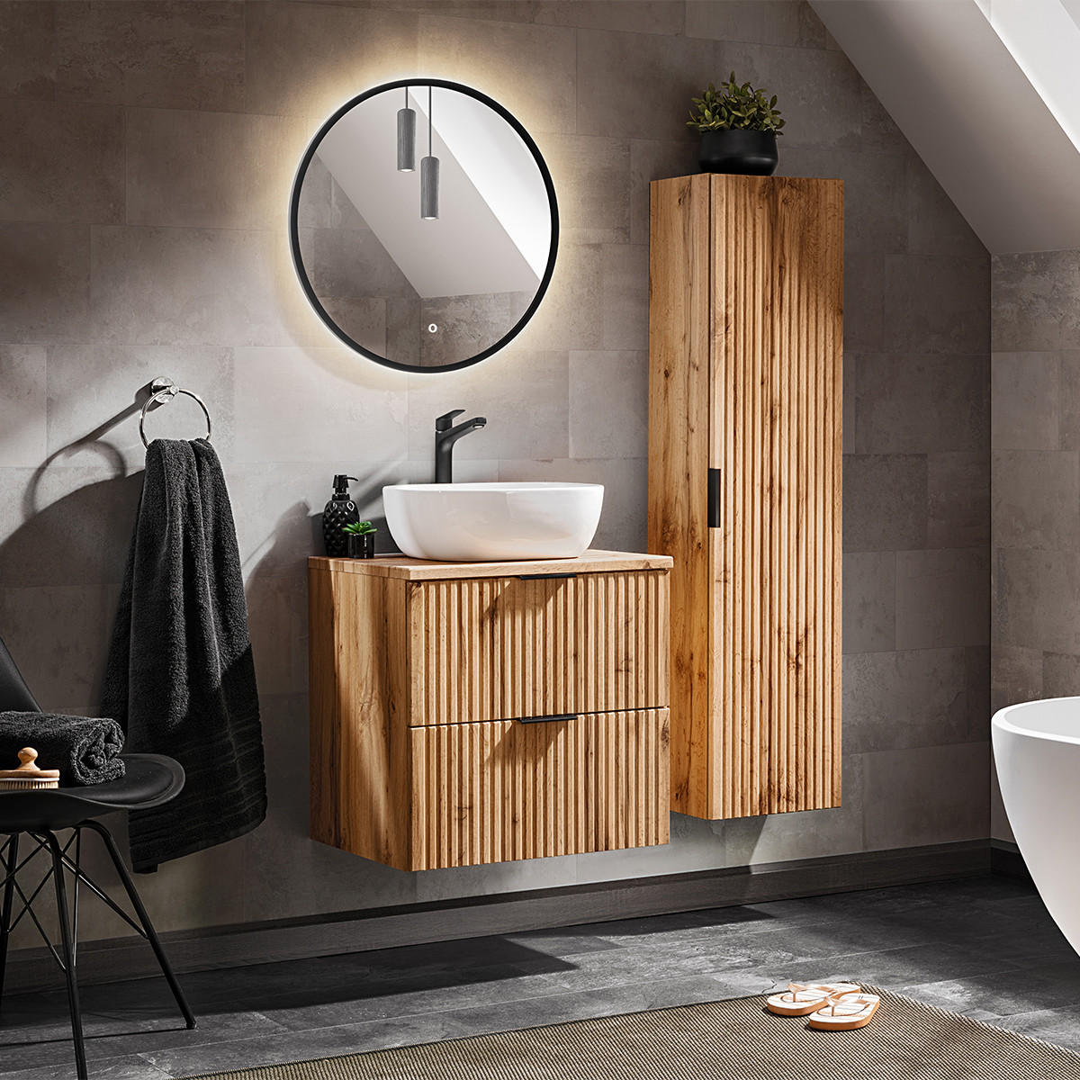 KOUPELNOVÝ NÁBYTEK 60.6cm Adriel 2er-Set Dubové dřevo - hnědá, kompozitní dřevo (60.6/59/46cm) - Petits-meubles