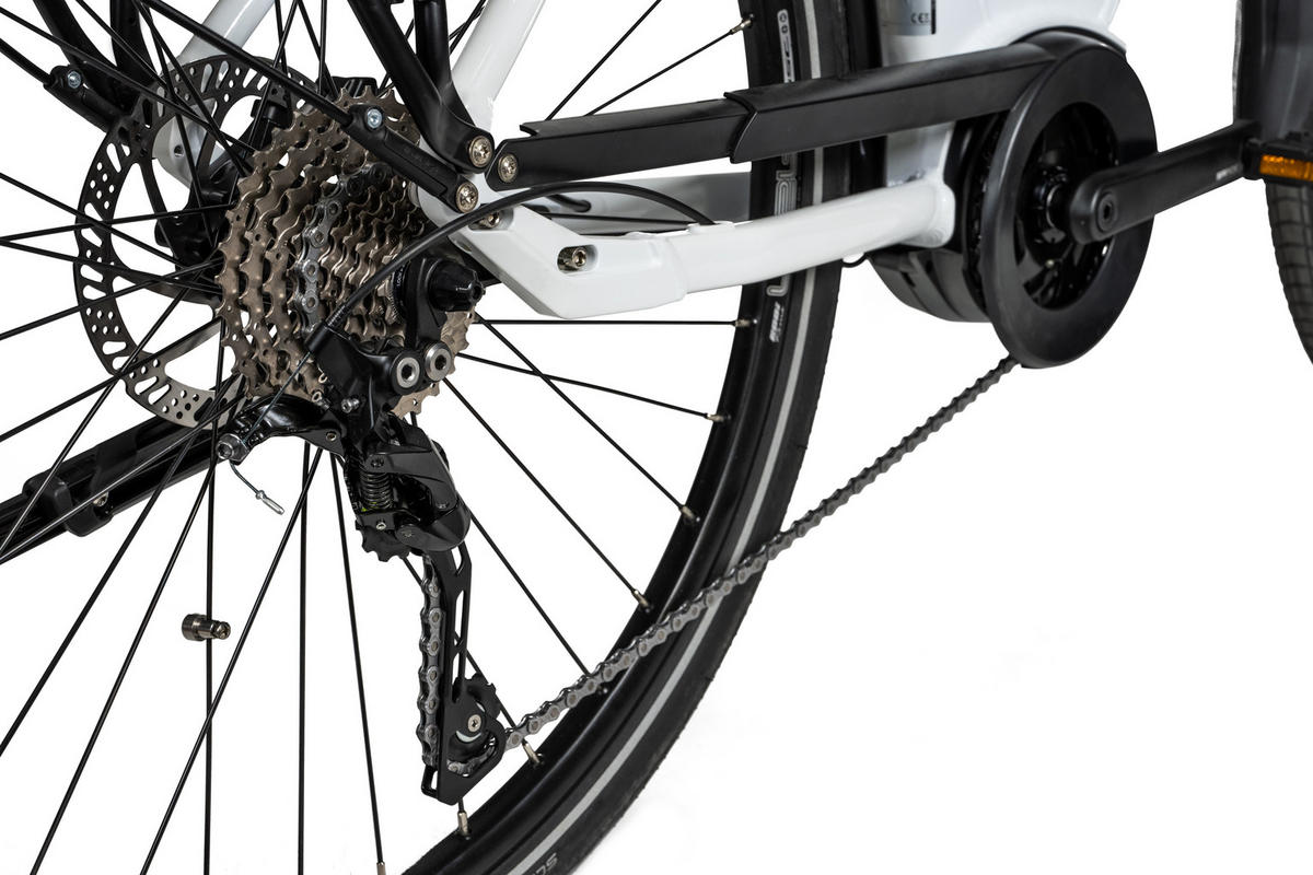 E-TREKKING 500 Lady E-Bike White 10 Gang 28 Zoll Gr: 48cm & 53cm - Weiß, Metall (48cm) - Hawk Bikes