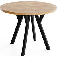 ESSTISCH Vero rund ausziehbar verlängerbar, Eiche Braun 80-130/80/77 cm - Eiche Wotan/Schwarz, Holz/Holzwerkstoff (80/80/77cm) - WFL GROUP