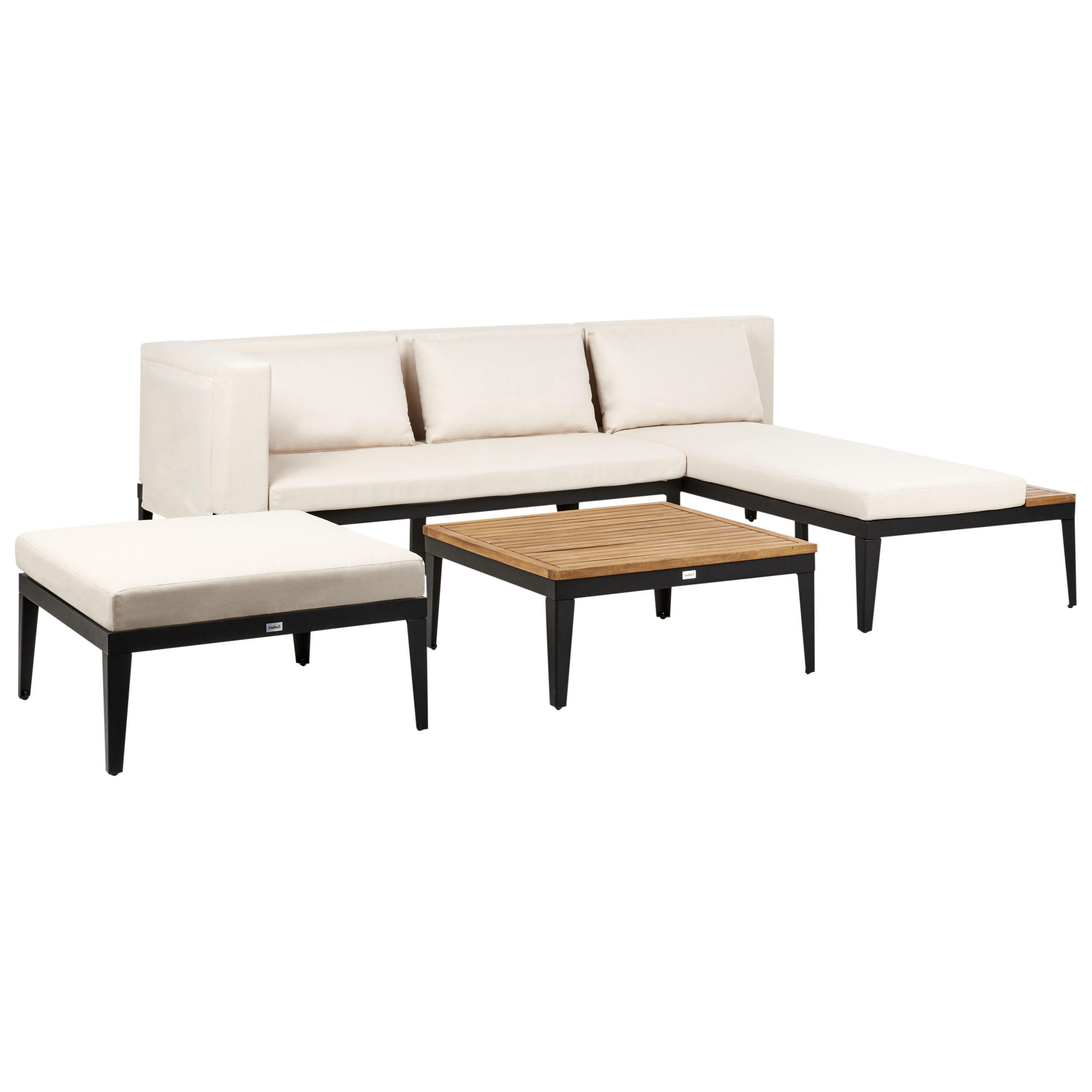 LOUNGE-SET 3-Sitzer Beige Bracciano - Hellbraun/Beige, Holz - Beliani