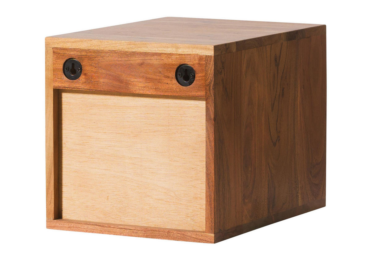 WÜRFELREGAL Akazie 30x40x30 natur lackiert MONTREAL #133 - Braun, Holzwerkstoff (30/30/40cm) - Massivmoebel24