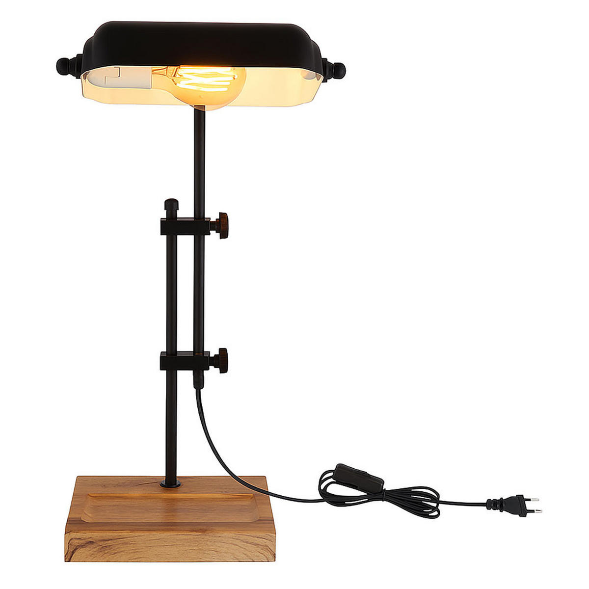 LED TISCHLEUCHTE Marid Holzoptik Schwarz - Schwarz, Metall (26.5/18.2/50cm) - Globo Lighting