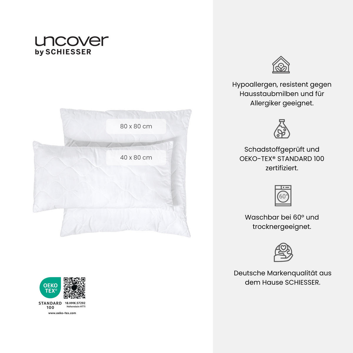 KOPFKISSEN Chelsea - 40 x 80 cm - Weiß - Weiß, Textil (40/80cm) - Uncover by Schiesser