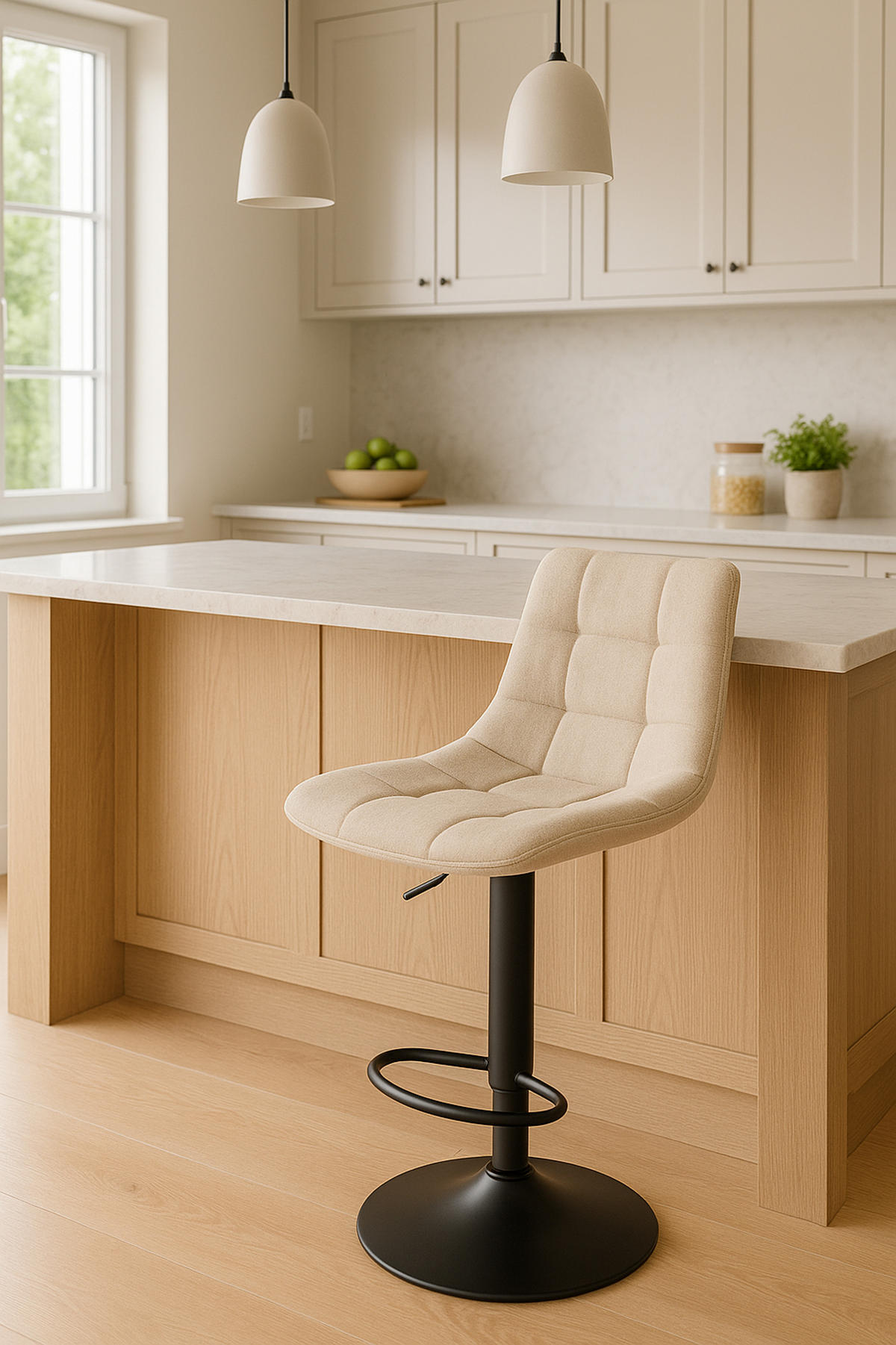BARHOCKER 2er Set James Stoff schwarz creme - Schwarz/Naturfarben, Textil/Metall (43/108.5/46.5cm) - TPFLiving