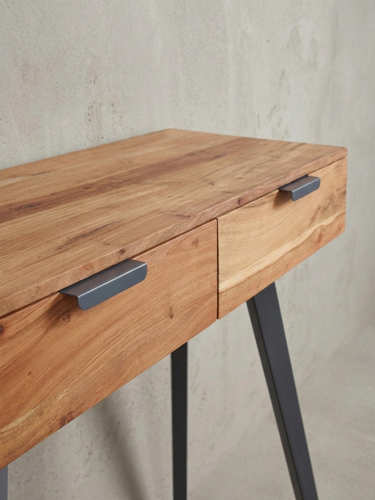 KONSOLENTISCH – Massivholz/Metall, 2 Schubladen, individuelles Design - Beige/Anthrazit, Holz/Metall (36/90/78cm) - KADIMA DESIGN